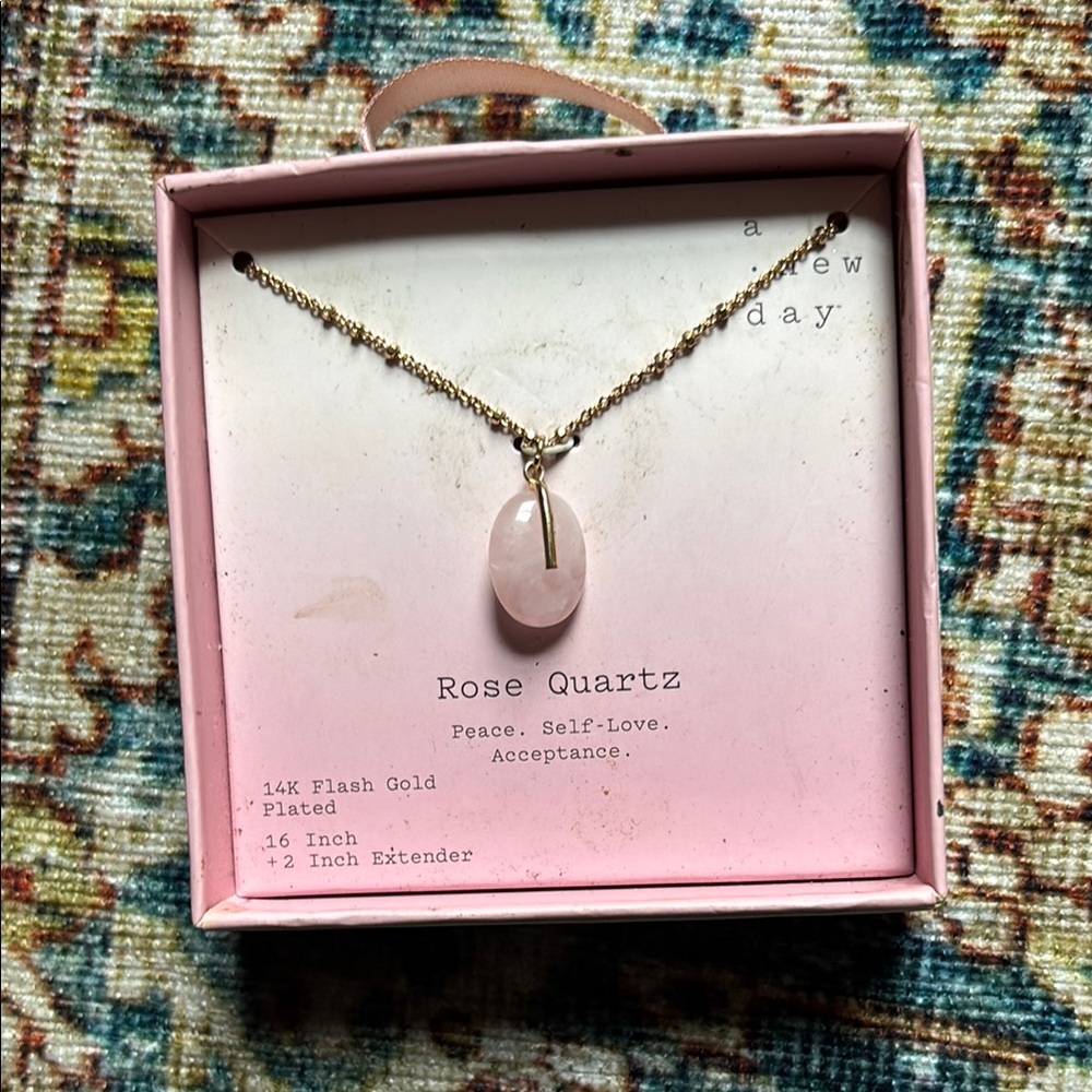 A New Day Rose Quartz Necklace - Gold